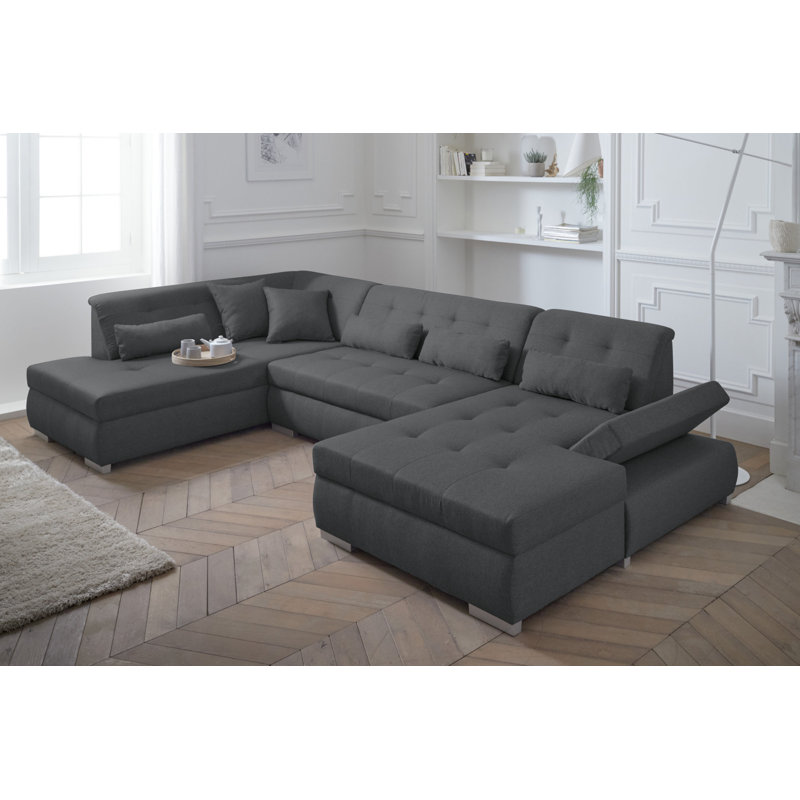 Vermont 7 Seater Corner Sectional, Left Hand Facing, Dark Grey