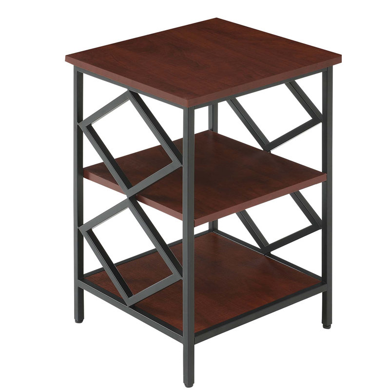 Coolkeeran Top End Table with Storage, Cherry/Black