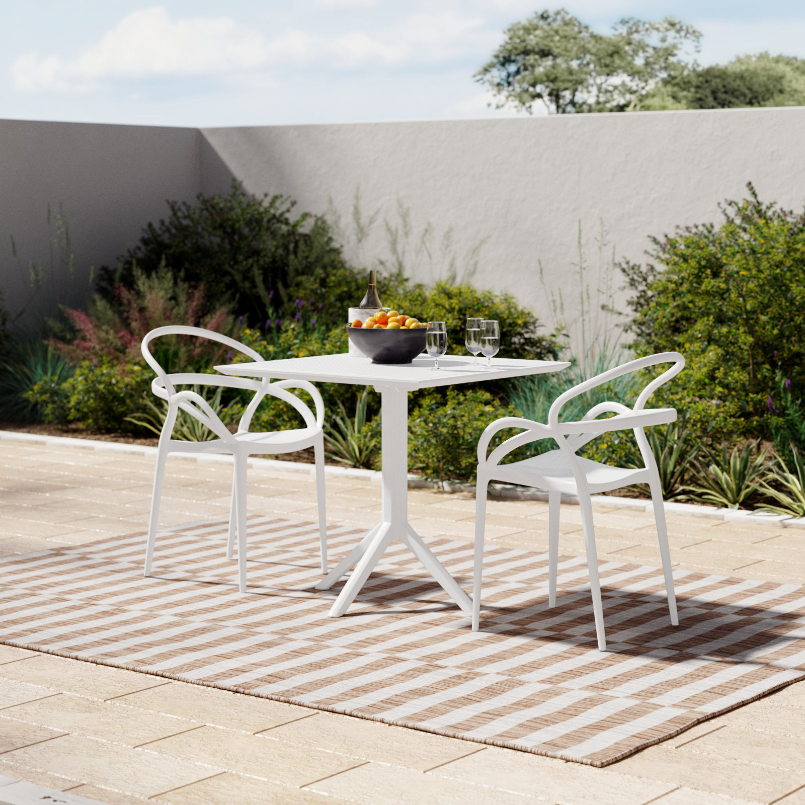 Farrah 32" Patio Bistro Set, White