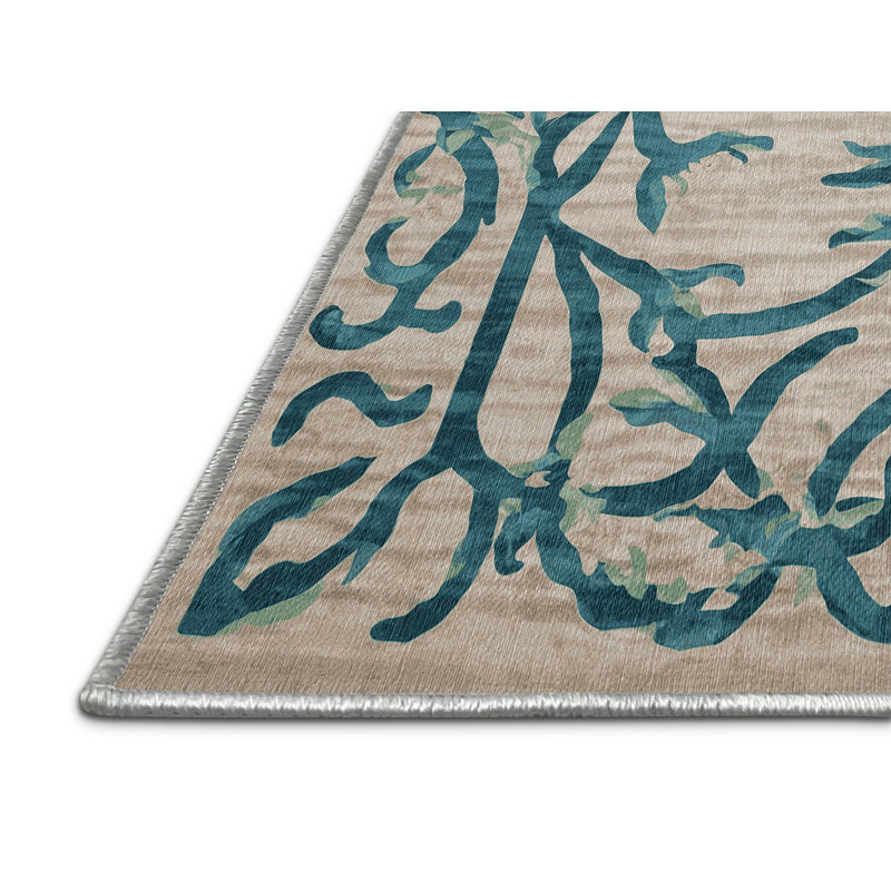 Tapis beige lavable à la machine, Rectangle 7 pi x 9 pi