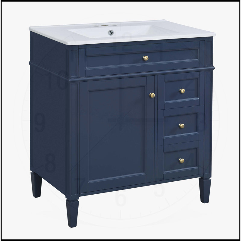 Meuble-lavabo de 30 po avec lavabo supérieur, Bleu