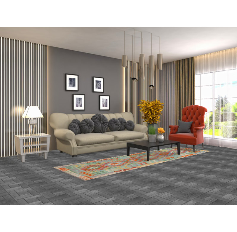 Multolor Kilim Wool Runner Rug 3x10