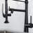 Heavy Duty Kitchen Sink Faucet - Commercial Pre-Rinse Single Handle Matte Black Disk Pull Down Style Adapter-1804723127