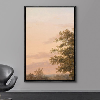 Nuage pastel aquarelle coucher de soleil forêt forêt paysage naturel Art moderne décor minimaliste rustique