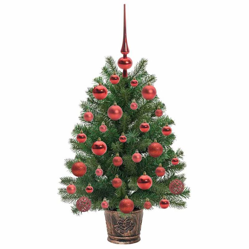  Artificial Christmas Tree with 150 LEDs Green PE and PVC, 2.46' H, Red