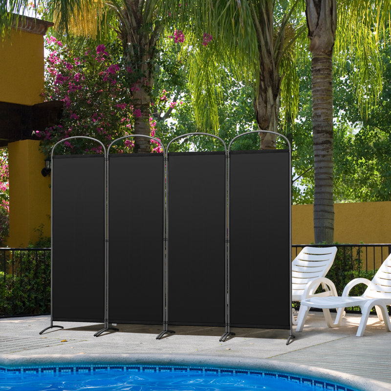 Rimersburg 225cm W x 185cm H 4 - Panel Folding Room Divider, Black