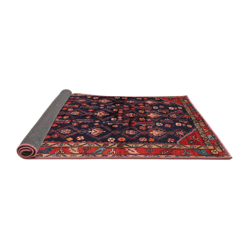 Tapis rouge/bleu traditionnel Bolindale, Carré 4 pi