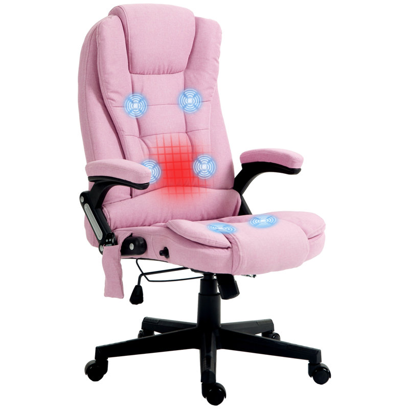 High Back Vibration Massage Office Chair With 6 Vibration Points, Black, Velvet
