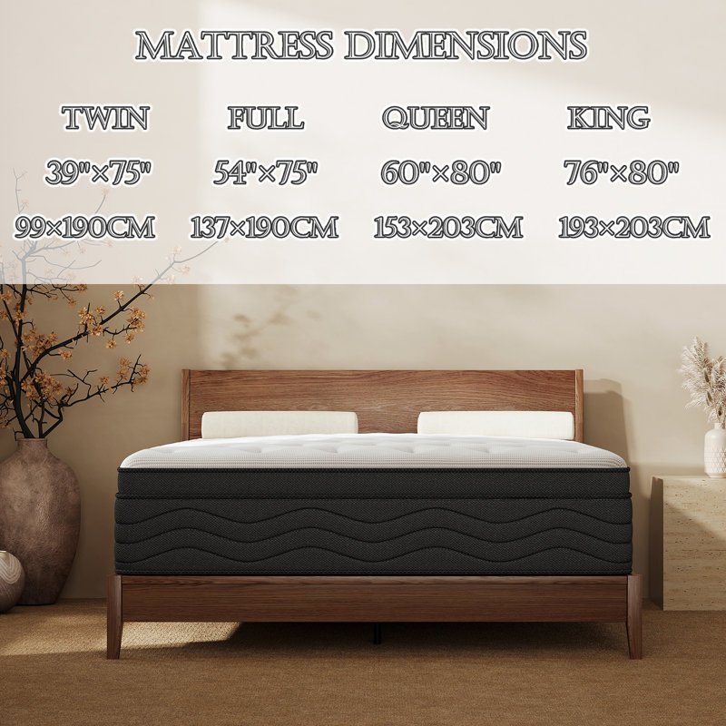 Luxury Medium Hybrid Innerspring Mattress In A Box, Individual Pocket Springs &  High-Density Foam For Motion Isolation & Deep Sleep