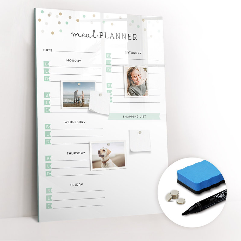 Meal Planner Magnetic Wall Mounted Dry Erase Board