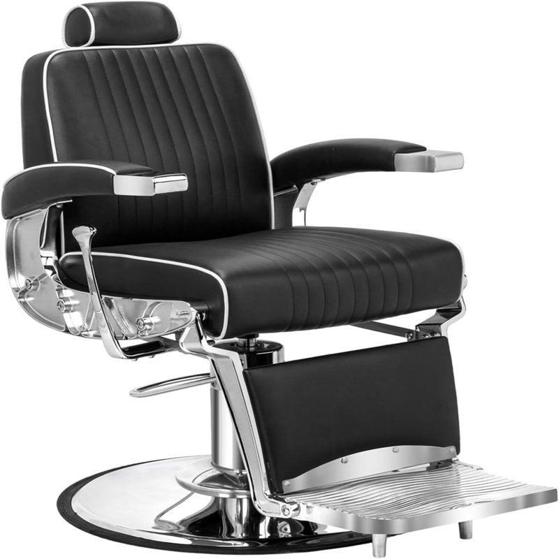 Fauteuil de coiffeur inclinable pour salon de coiffure avec repose-pieds, siège extra large et appui-tête amovible