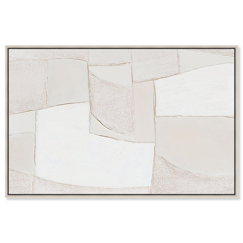 «Veiled Calm Canvas», art mural tendance , H 17 po x l 25 po, Argent argent, Floater Frame
