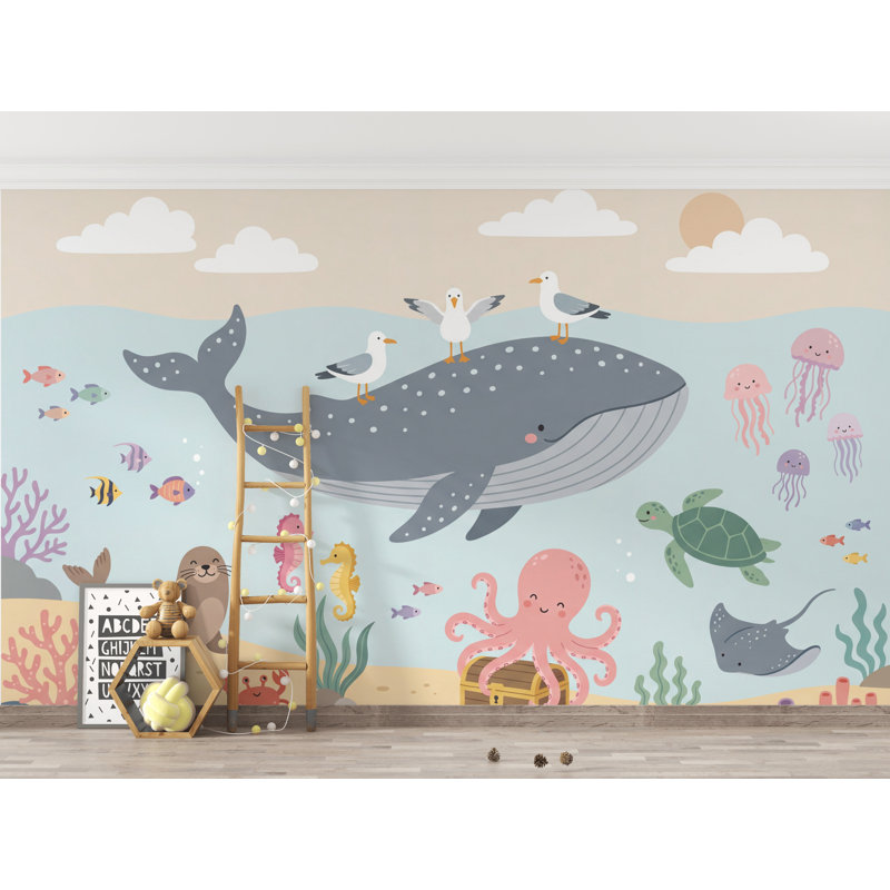 Papier peint sous-marin «Marine Life», L: 210 po x H: 120 po, Peler et coller