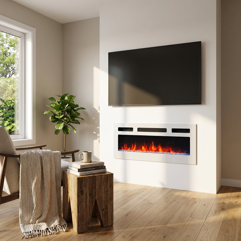 31.5" Electric Fireplace Heater - White, White