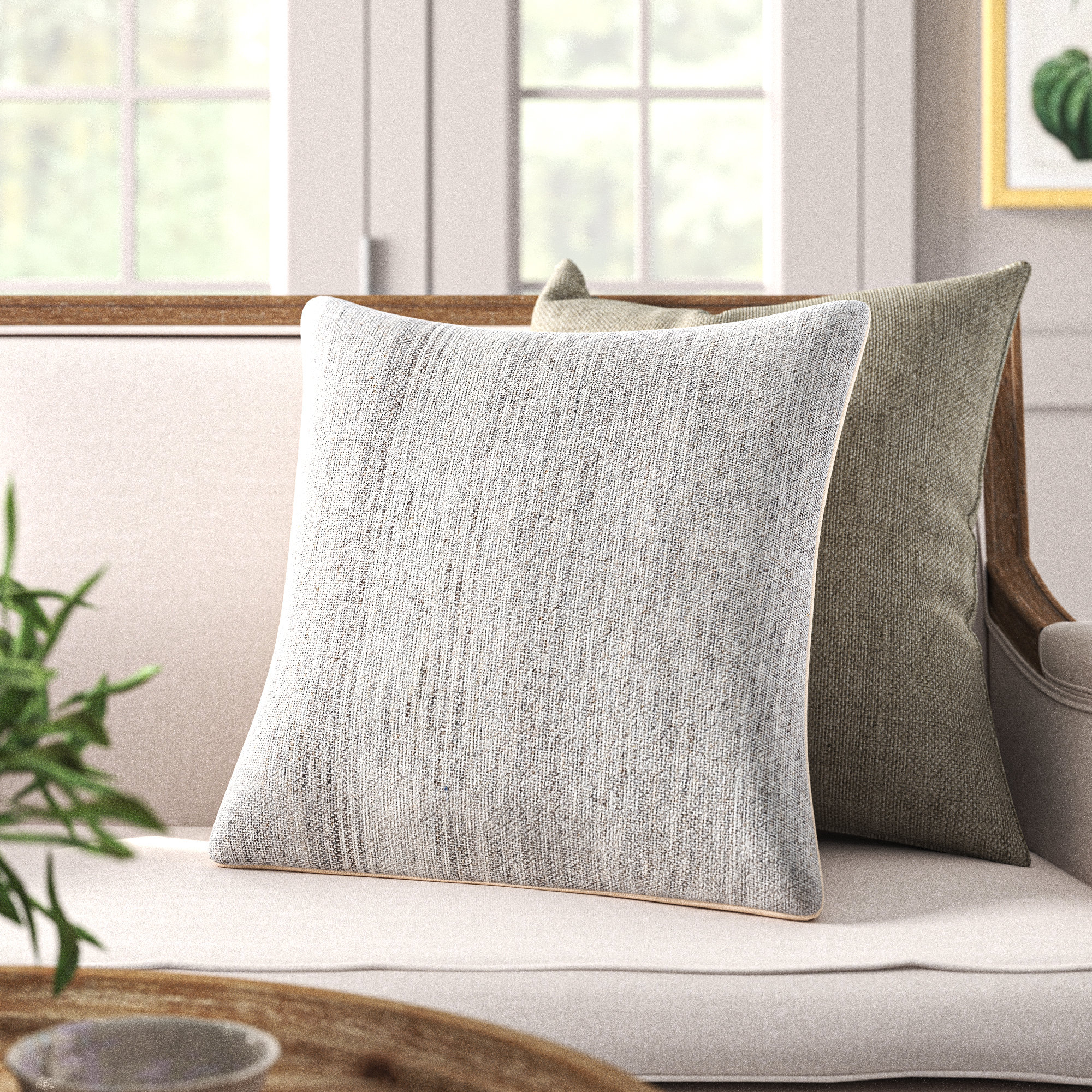 Rylie Cotton Throw Pillow, 22" x 22", Down