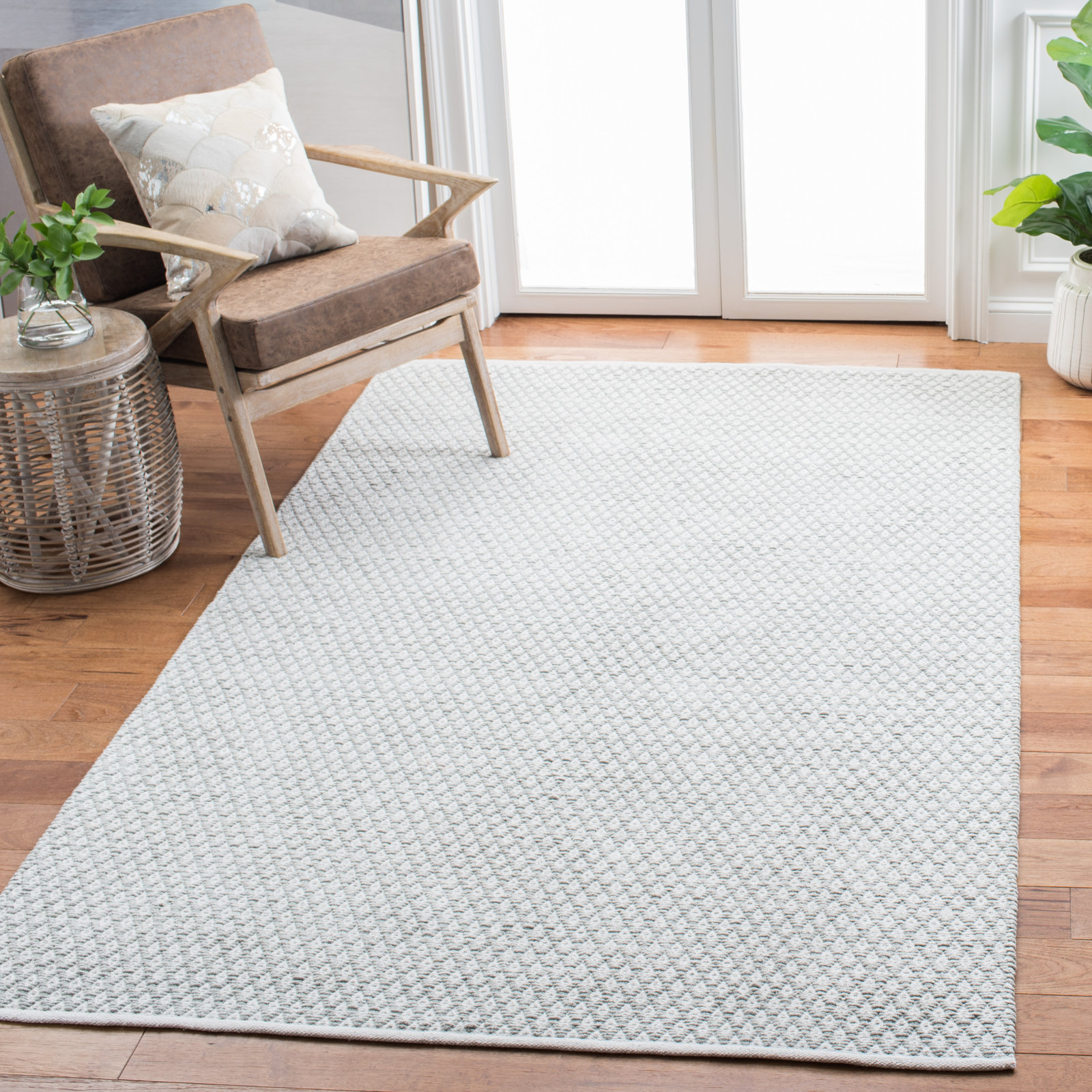 Evansdale Cotton Gray Rug, Rectangle 5' x 8'