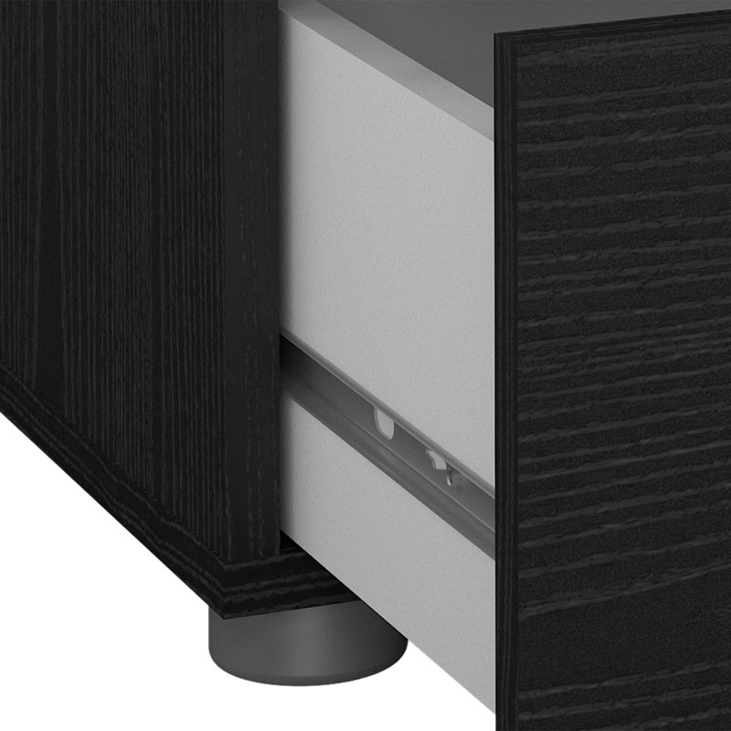 Ensemble de chambre à coucher 2 pièces avec commode double 8 tiroirs Pepe, grain de bois noir