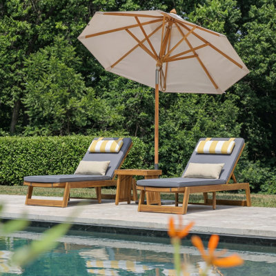 Outdoor Chaise Lounge with Table , Cushion Included