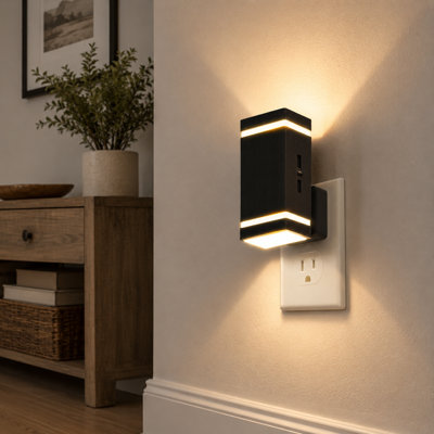 2-Pack 1W Plug-In LED Night Lights with 3000K Soft White Output and 0-100LM Dimming for Bathroom, Hallway, Bedroom, Kids Room and Stairway