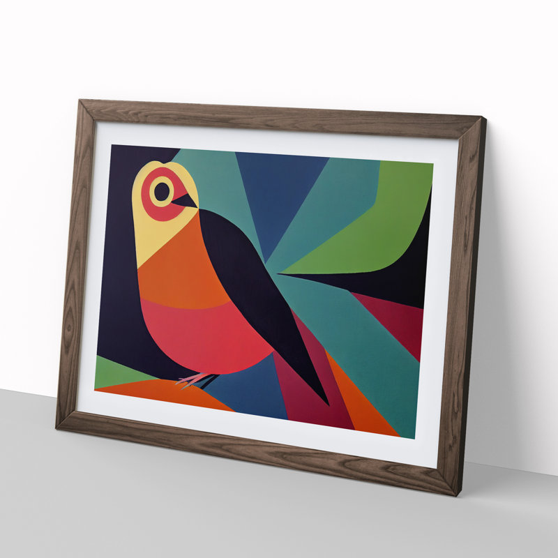 Mind Blowing Abstract Bird - Single Picture Frame Print, Walnut, 46cm H x 64cm W x 2cm D