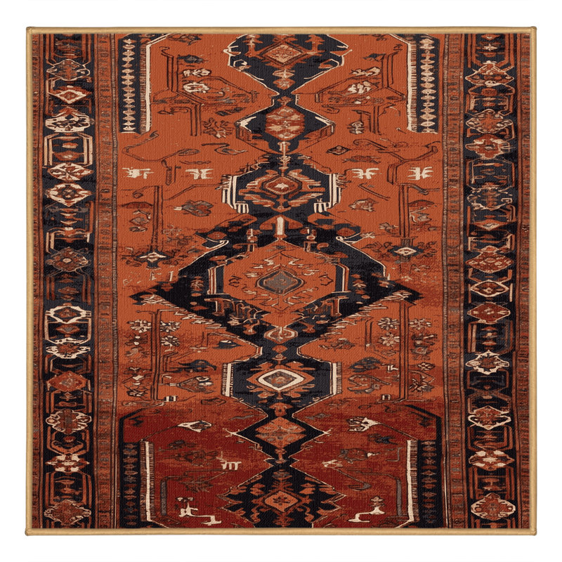 Tapis brun turc lavable à la machine, Carré 7 pi