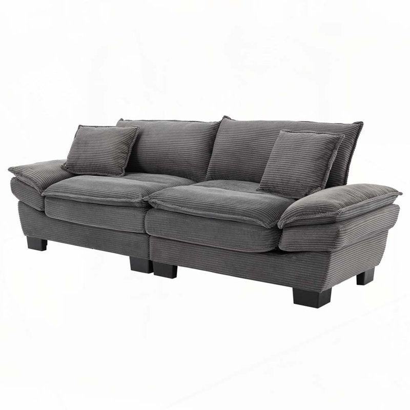 Canapé avec coussins Corduroy, Gris