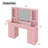 Makeup Vanity With Mirror And 10 LED Lights,Vanity Desk With 12 Drawers And 2 Cabinets, Glass Top Vanity Set With Power Outlet, Fold-Up Panel-1548071451