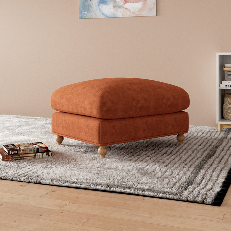 Velvet Ottoman, Orange Velvet
