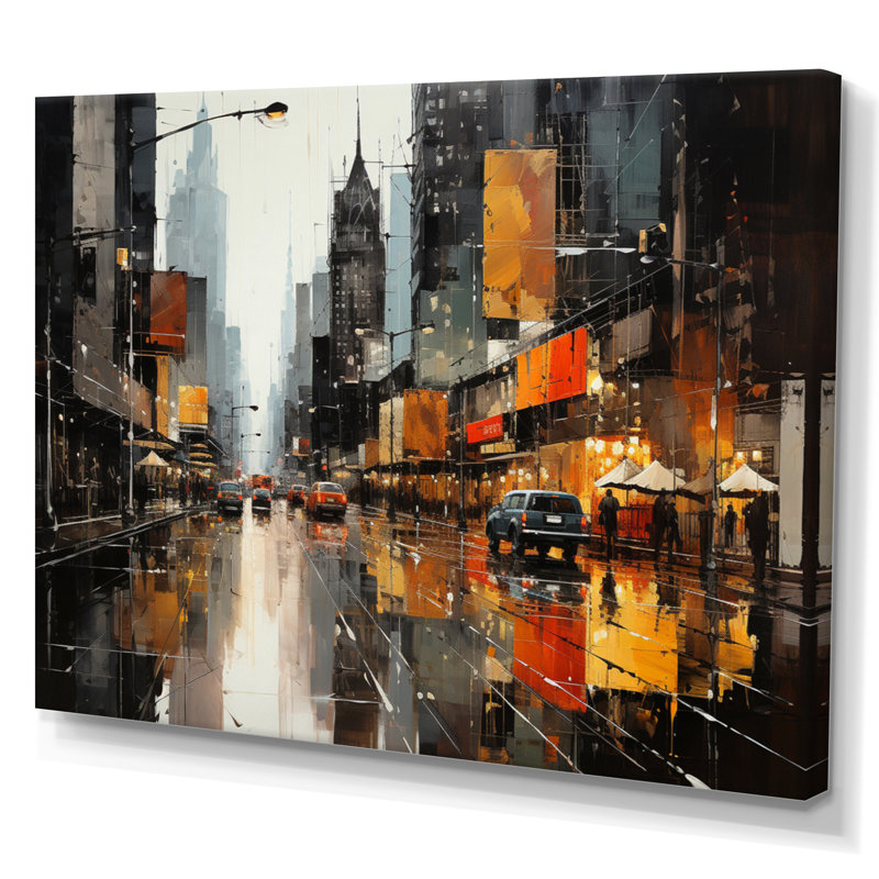 Cityscape Collage V - Collages abstraits, décoration murale, H 24 po x l 32 po x P 1 po, Toile tendue
