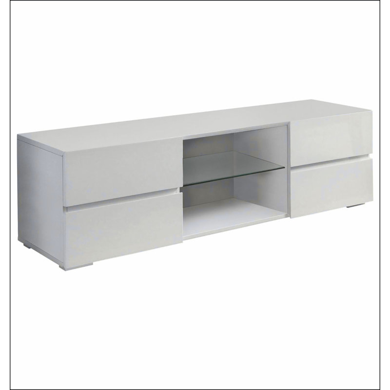 Console à 4 tiroirs blanc brillant