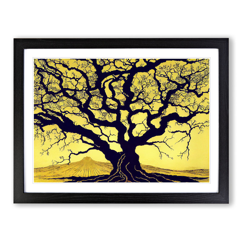 Enchanting Oak Tree - Single Picture Frame Print, 46cm H x 64cm W x 2cm D, Black Framed