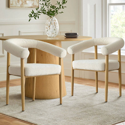 Solaze Set of 2 Beige Dining Chairs with Arm