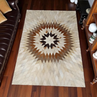 Star Pattern Cowhide Rug, Real Natural Cowhide Rug For Living Room And Office