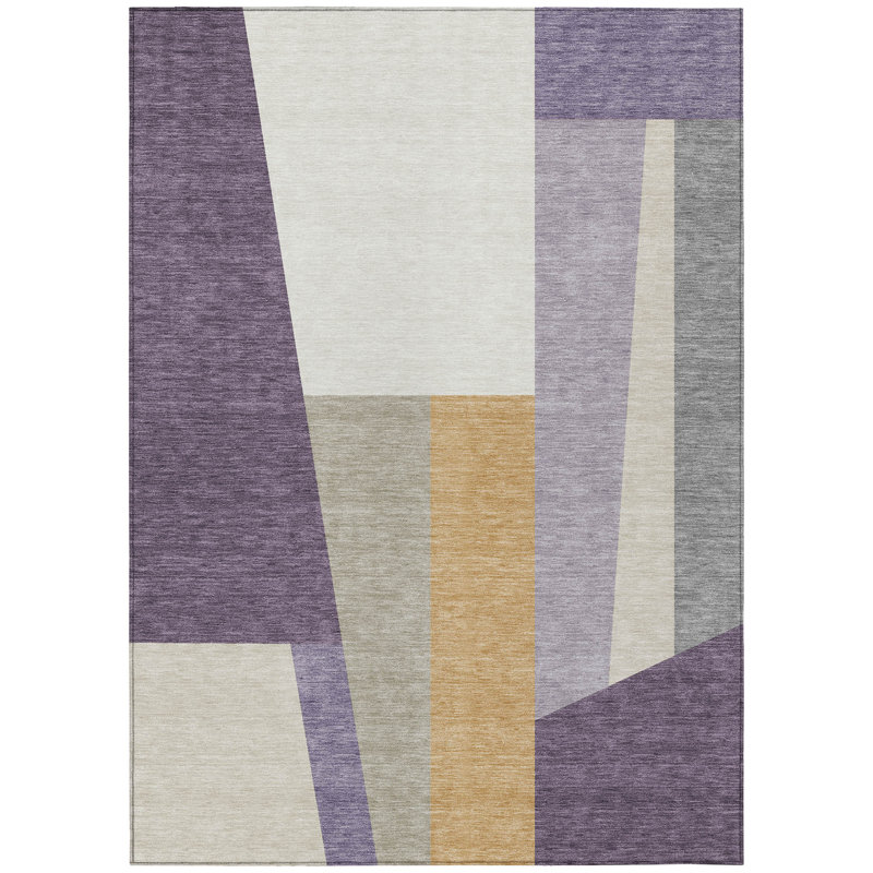 Machine Washable Indoor/Outdoor Chantille ACN2446 Geometric Rug, 8' x 10', Plum