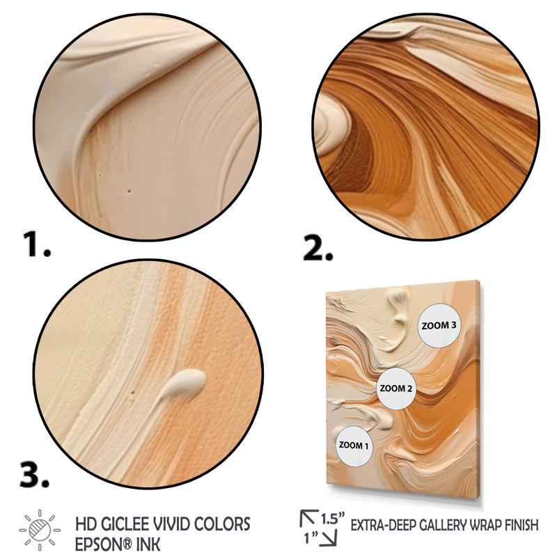 «Orange» et «Beige», impression sans cadre III, H 44 po x l 34 po x P 1,5 po, Cadre doré simple
