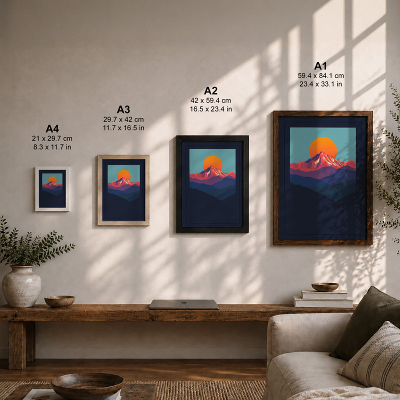 Volcano At Sunrise Modern - Print, Unframed, A1 - 84.1 x 59.4 cm