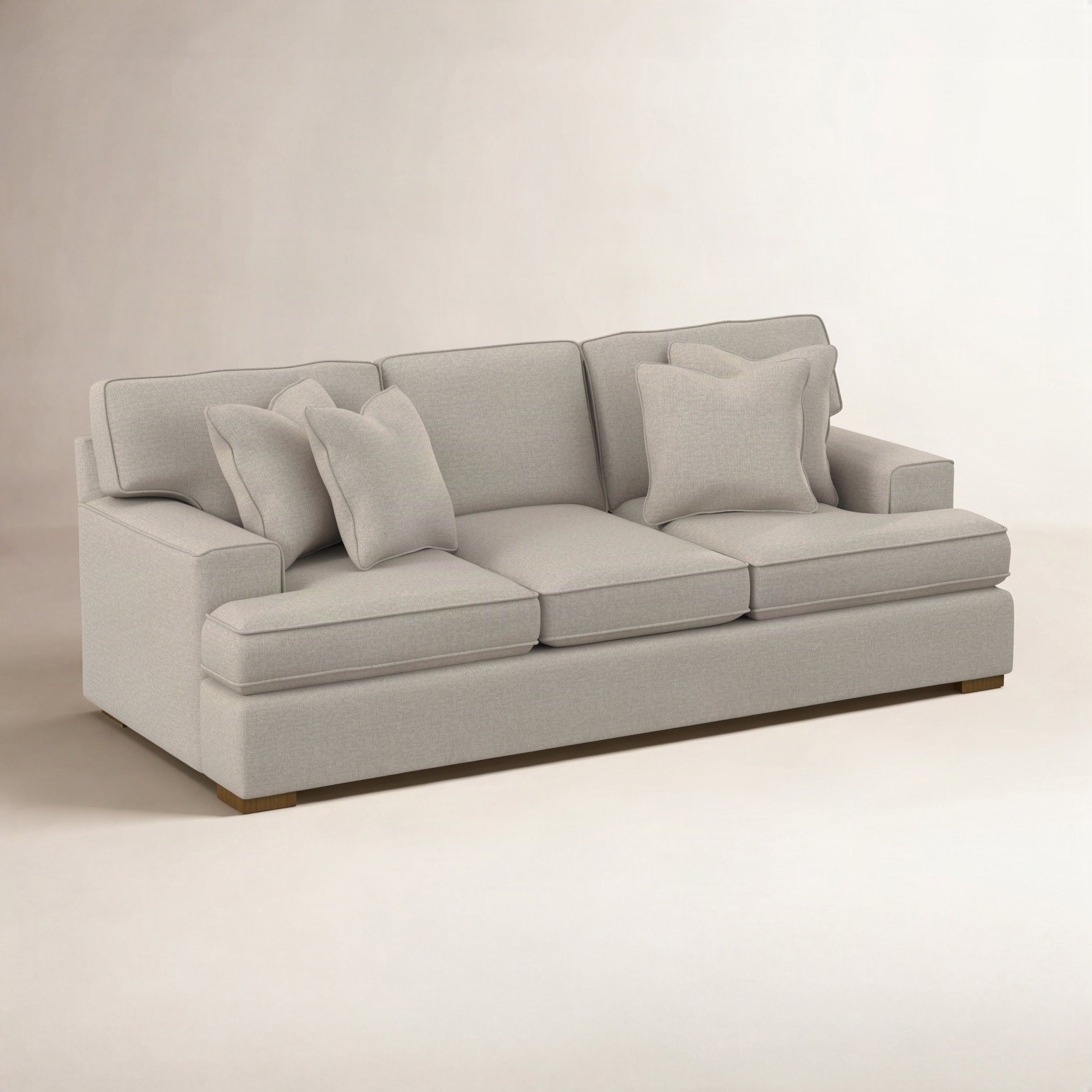 Sadie 97'' Sofa, Beige Performance Fabric; 0851-73, Havana Finish