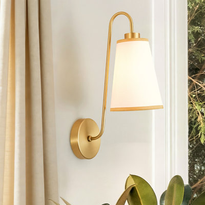 Aurevia 1 - Light 10''W Dimmable Wallchiere Armed Sconce with White Linen Shade