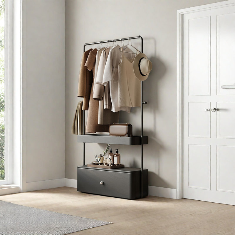 Armoire en acier inoxydable avec crochets, Noir, noir, noir, noir
