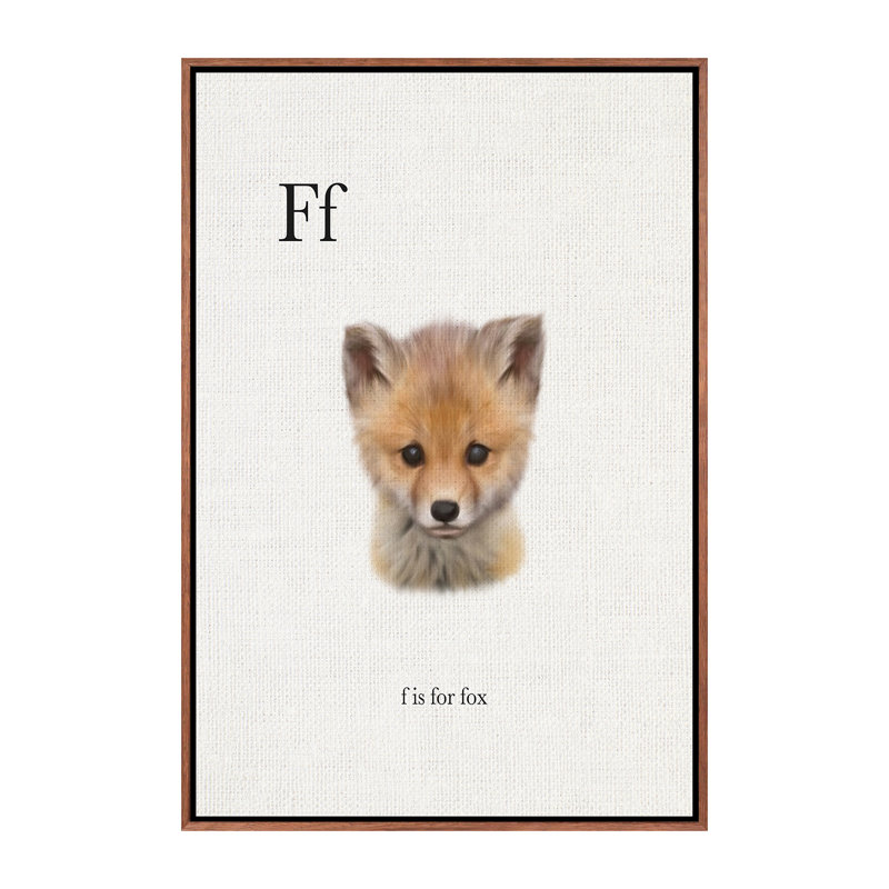 Décoration murale pour enfants F Is for Fox, H 40 po x l 26 po x P 1,5 po, Toile classique avec cadre brun