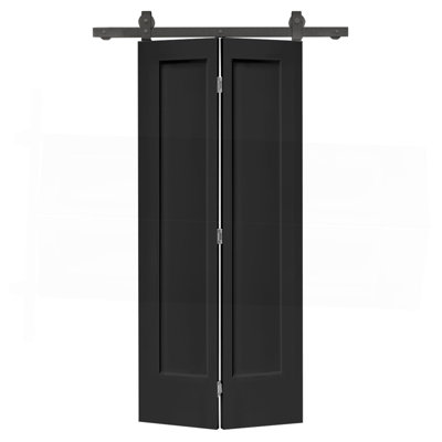 36 po X 80 po Porte de grange pliante en panneau de fibres à densité moyenne avec panneau coulissant 1 panneau Shaker