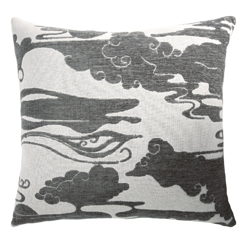 Clouds Square Pillow Cover & Insert, Pewter