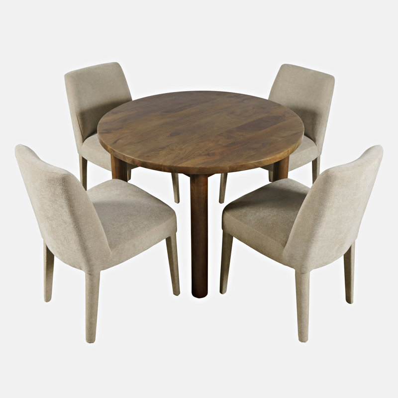 Ensemble de salle à manger en bois massif pour 4 personnes Akakios, Beige