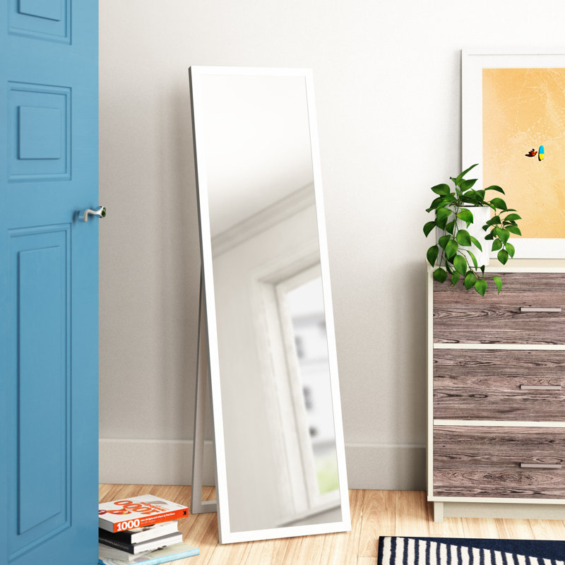Wobna Flat Floor Mirror, White