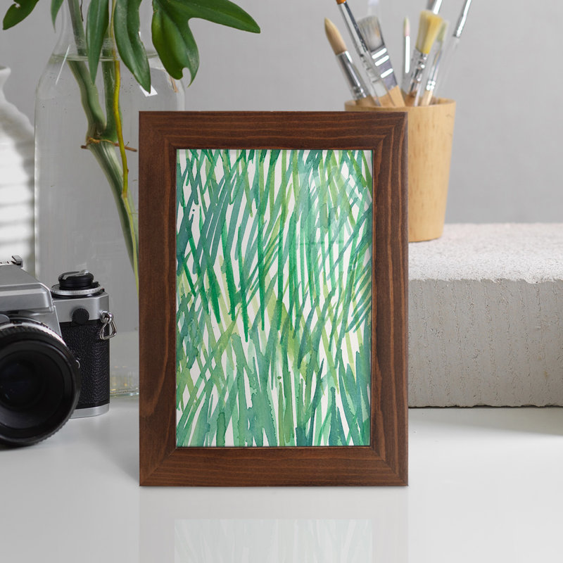 Just Grass I - imprimé, H 8 po x l 6 po x P 1 po, Papier encadré châtaignier