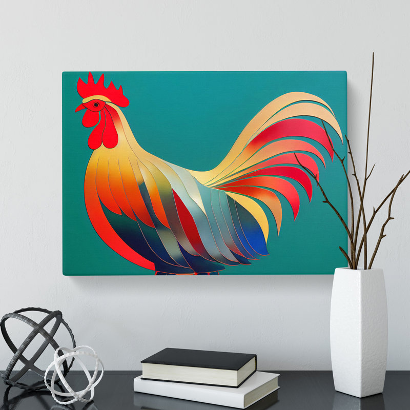 Colourful Rooster Vol.3 - Wrapped Canvas, 35cm H x 50cm W x 3cm D