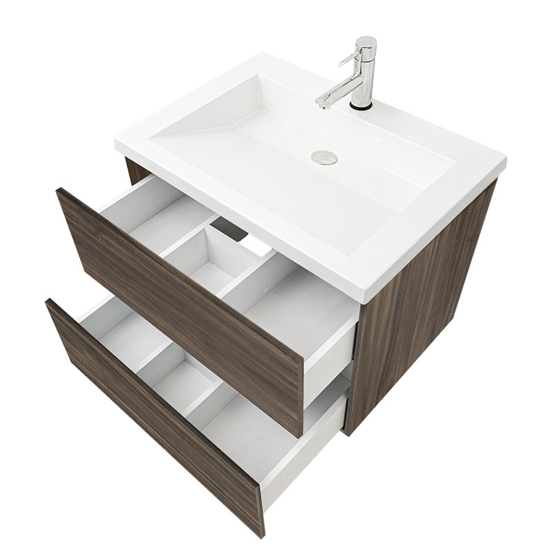 Almamy 31 " W Single Vanity Bathroom Vanity With Marble Top, Dark Walnut