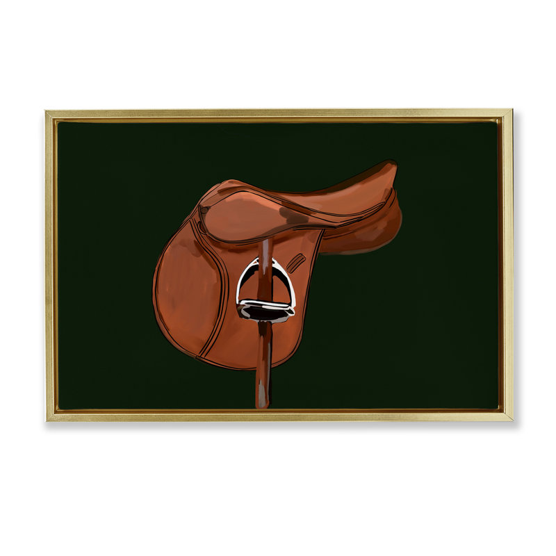 «Brown Horse Saddle» par Amelia Noyes, Cadre flottant métallique doré, H 17 po x l 25 po