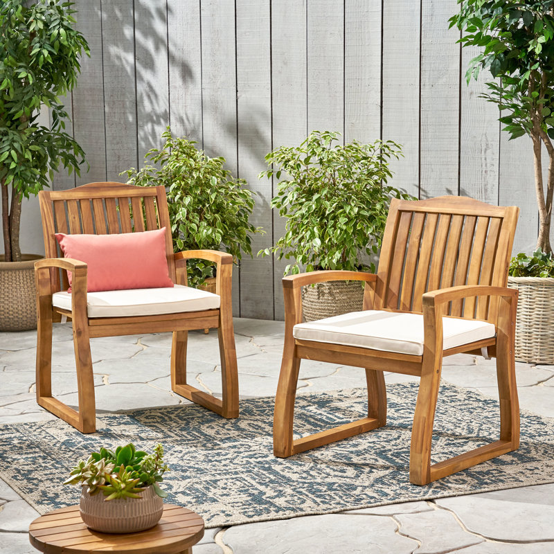 2 pièces de chaises d'extérieur en bois - finition, paire de chaises de siège crème rouille et décoloration,