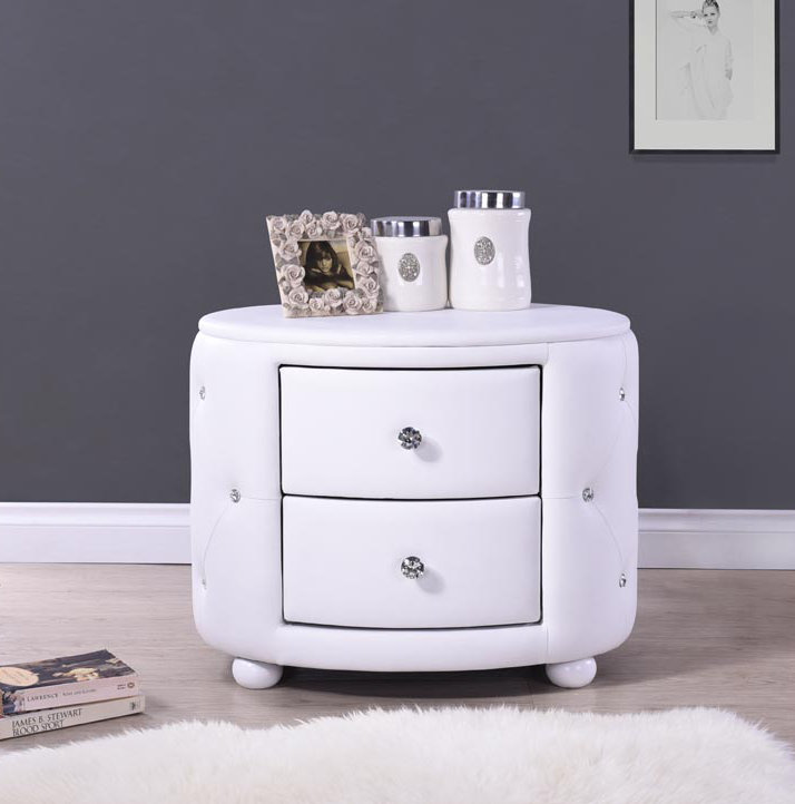 Table de chevet 2 tiroirs Meyanna, Blanc
